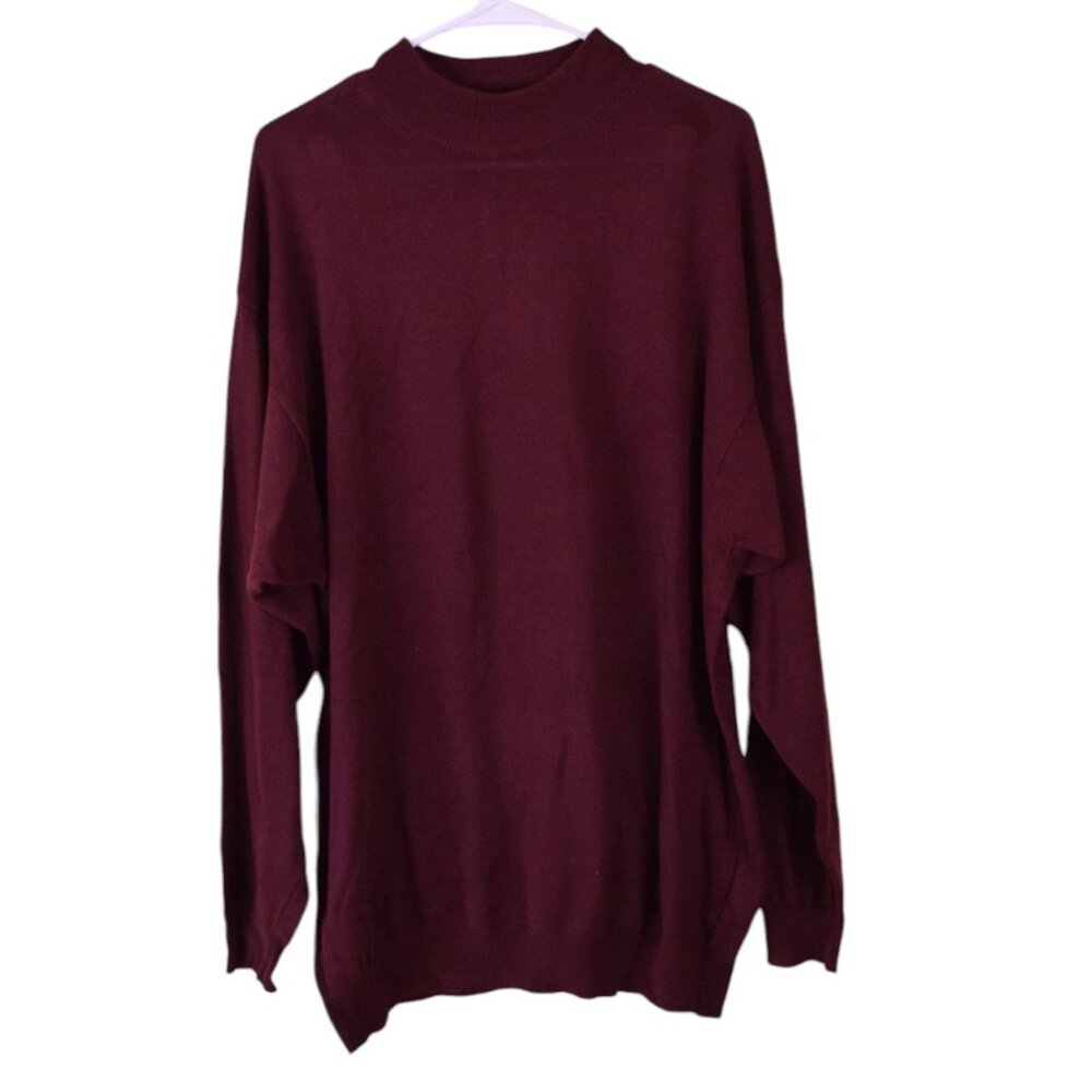 Vintage Tom James Mens Cotton Made In Italy Maroon Crew Neck Sweater Fall Winter